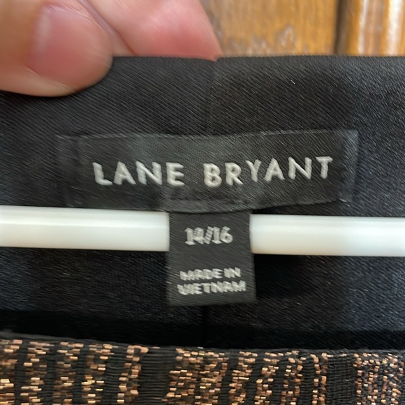 LANE BRYANT UEC Womens Size 14/16 Metallic Belted Fit & Flare Dress Black Copper - Picture 8 of 13